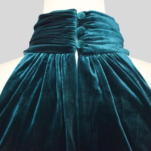 Eliza J. Mock Neck Blouson Velvet Gown Emerald Green Size 8 - Picture 8 of 12